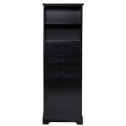 Black high storage cabinet with 3 drawers and adjustable shelves, MDF board painted