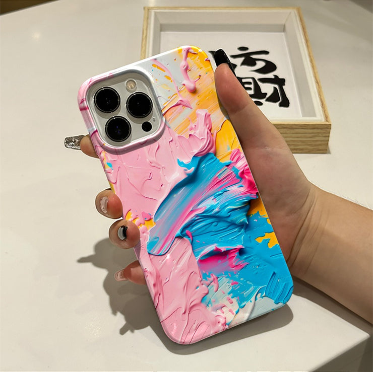 Ins style oil painting Apple 15pm phone case 16pro protective case 13pm phone case 2-in-1 film case 12 women