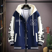 Thick hoodie jacket for boys contrasting colors hooded embroidery heavyweight jacket for teenagers