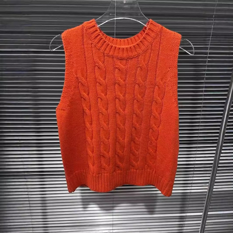 Fried Dough Twists knitting orange vest+two piece sweater