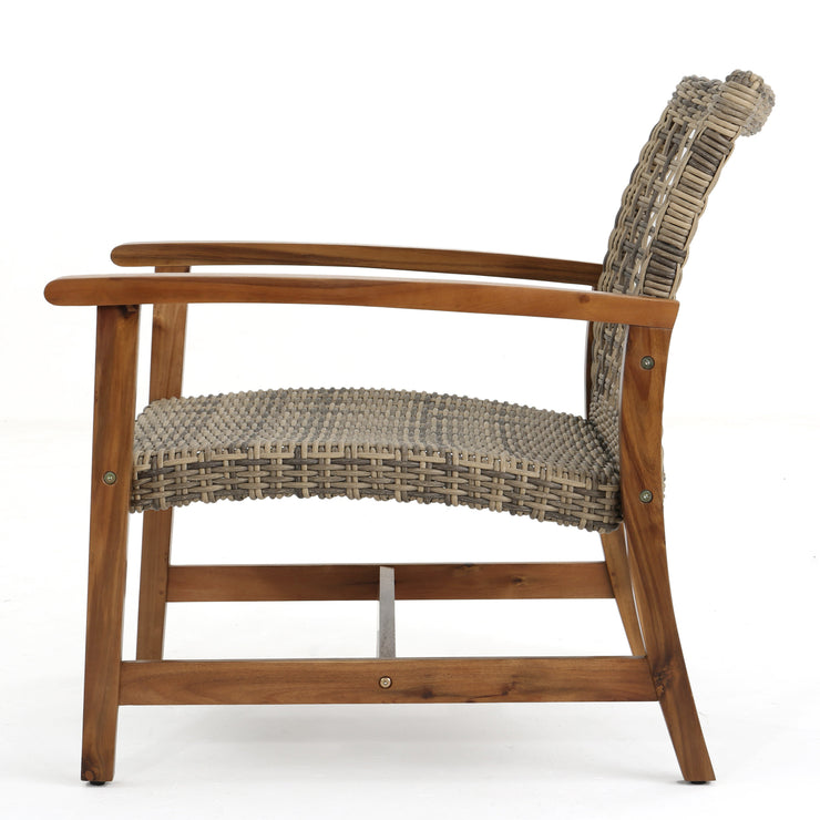 HAMPTON WOOD + WICKER CLUB CHAIR ( set of 2)