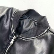 Woman Zipper Leather Jackets Perfecto Leather New In Outerwears Aviator Woman Y2K High Street Long Sleeve