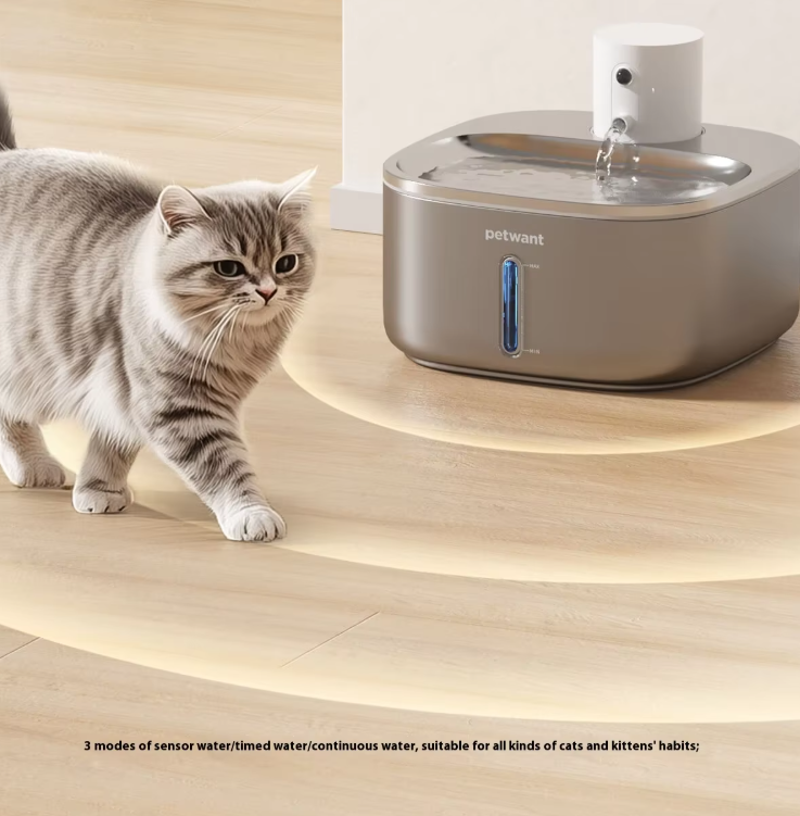 8 Unit Minimum for Wholesale  3.2L Stainless Steel Pet Water Dispenser Wireless Charging Automatic Cat Water Bowl Unplugged Bottle Box Packaging