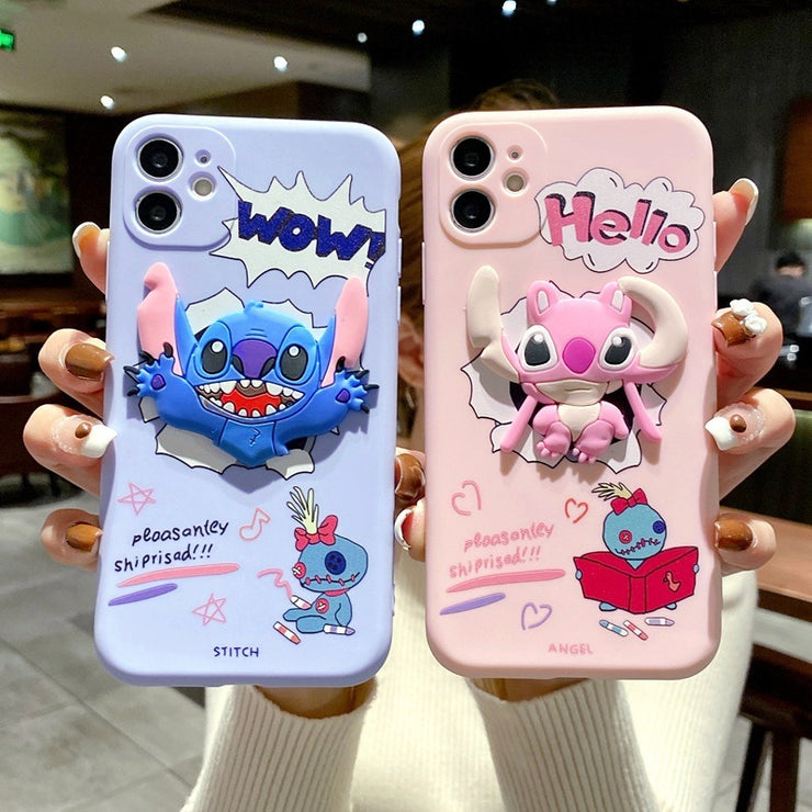 Suitable for iphone13 painted cartoon mobile phone case Apple 14promax Stitch is cute