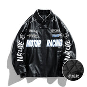 Men's motorcycle leather jacket, street motorcycle racing suit, PU jacket, European and American plus velvet plus plus plus plus