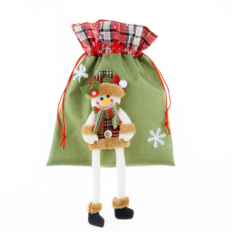 Christmas gift bag drawstring Christmas linen gift bag packaging bag candy bag Santa Claus drawstring apple bag