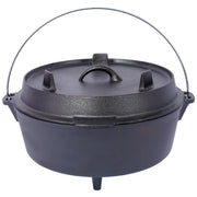 Cast iron Dutch oven with lid, outdoor camping deep pot, used for camping, cooking, barbecue and leg rest, 4.5 quarts