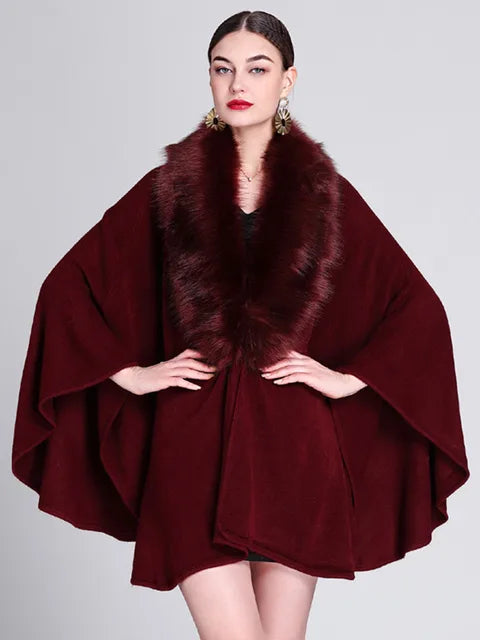 Fashion New Models Women Splicing Plush Cloak Jacket Solid Color Sleeveless Elegant Female Shawl Cloak