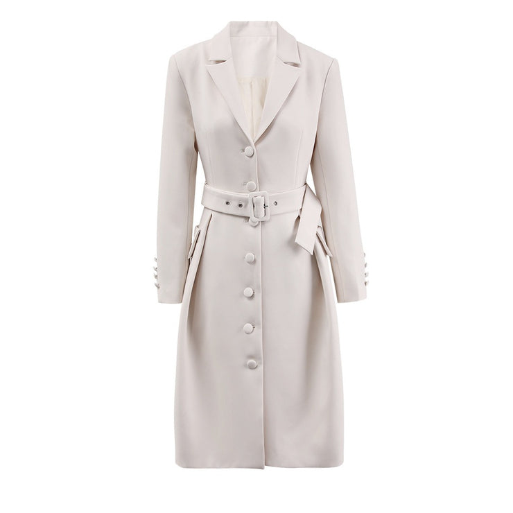 Belt and waist collection fashionable temperament single breasted solid color trench coat women's three-dimensional