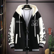 Thick hoodie jacket for boys contrasting colors hooded embroidery heavyweight jacket for teenagers