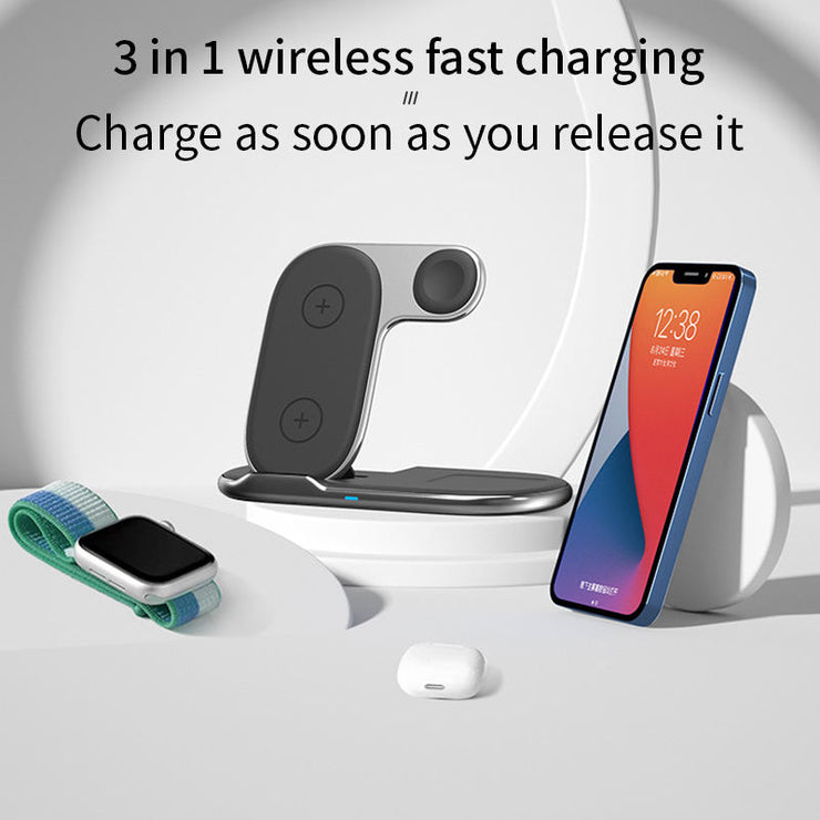 Foldable 3-in-1 wireless charger suitable for wireless charging of Huawei Android phones, Apple watches