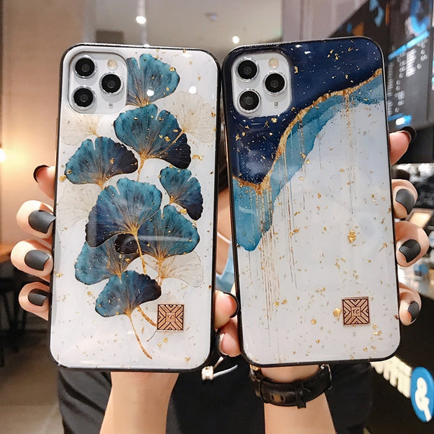 Chic Marble Gold Foil Phone Cases for iPhone 12 11 Pro Max XR X 8 7 6 Plus Glitter Soft Silicone Cover for iPhone XS Max SE 2020