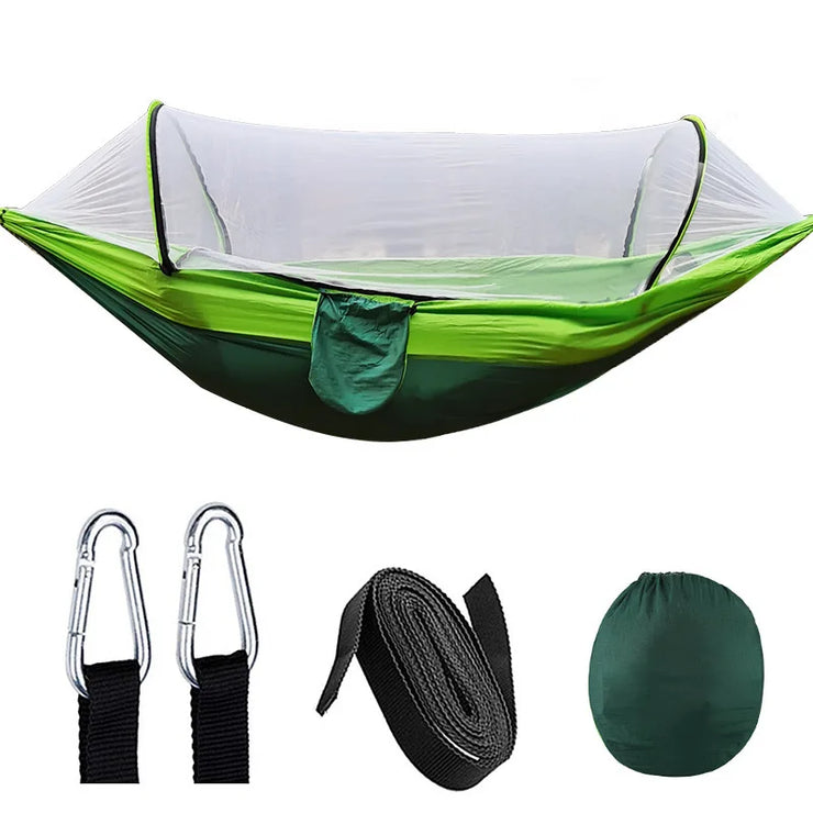 Outdoor Camping Hammock with Mosquito Net Lightweight Hanging Hammocks High Strength Parachute Fabric Hanging Bed Net 250X120Cm