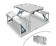 Aluminium Folding Camping Table with 2X Bench Chairs Picnic Set