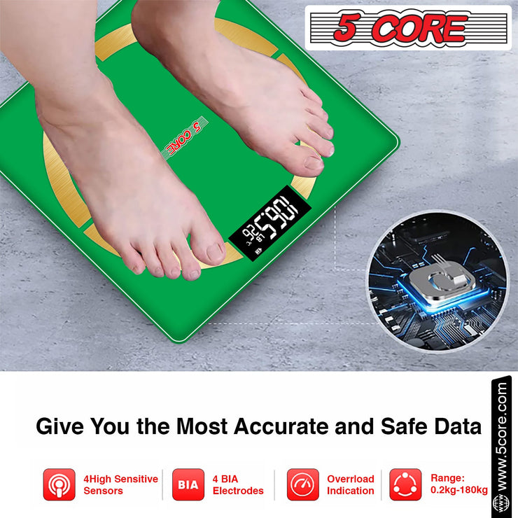 5 Core Bathroom Smart Scale for Body Weight Accurate BLuetooth Digital