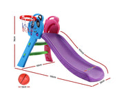 Kids Slide Set Basketball Hoop Indoor Outdoor Playground Toys 100Cm Blue