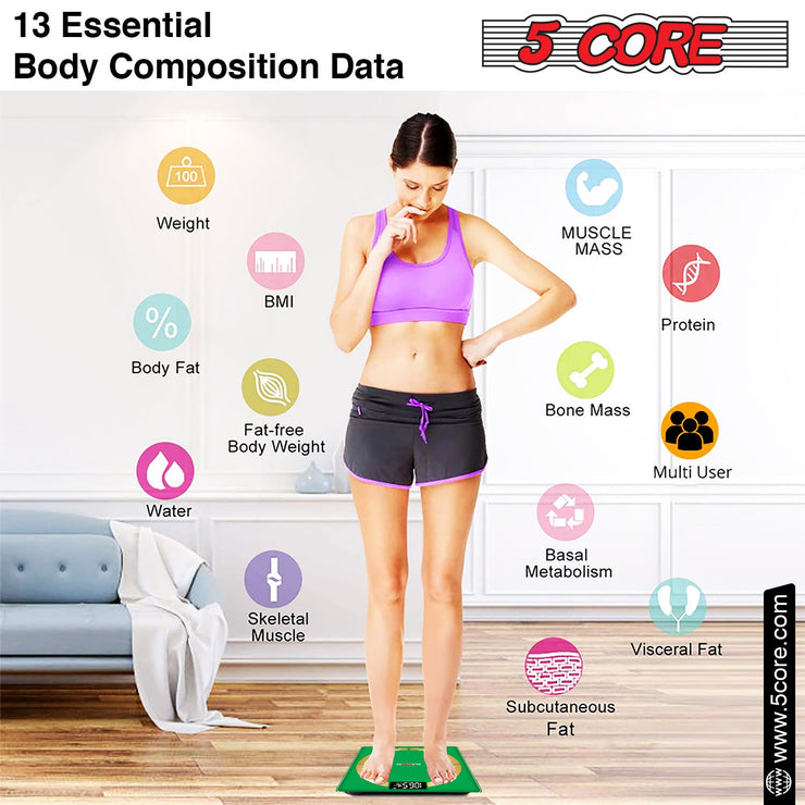 5 Core Bathroom Smart Scale for Body Weight Accurate BLuetooth Digital