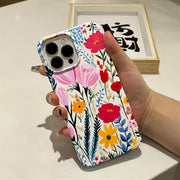 Small Fresh Women's Flower Phone Case 15pm Film Case 14pro Women's Apple 13 Protective Cover 16pro Simple