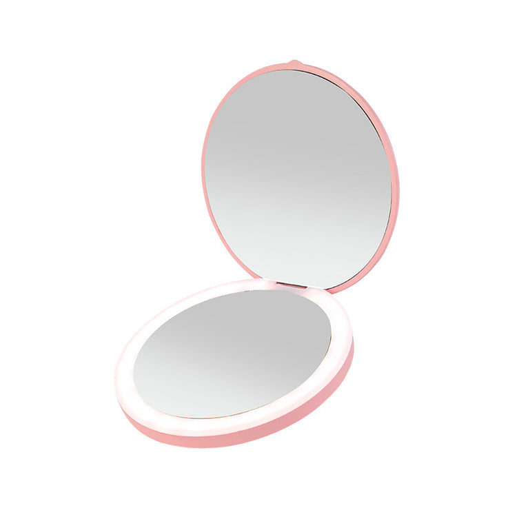 Mini portable LED light-emitting makeup mirror round stackable lighted beauty mirror