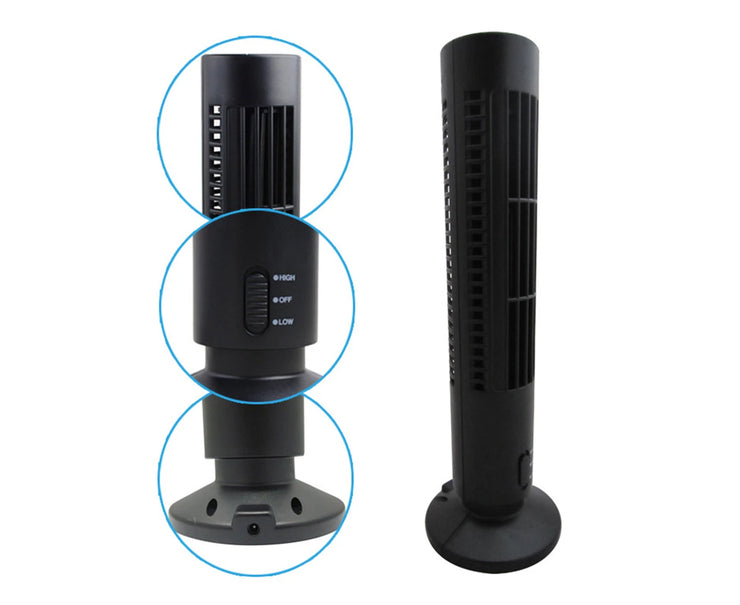 Mini USB Rechargeable Home Office Desktop Summer Air Cooler Cooling Tower Fan-Black