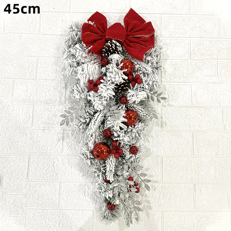 Christmas Floral Wreath Door Hanging Christmas Decorations Christmas Wreath Rattan Upside Down Tree Ornaments