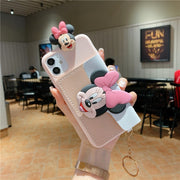 Suitable for Apple 14 Messenger mobile phone case iphone13 Mickey and Minnie card coin purse cartoon