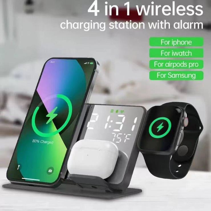 15W Four in One Wireless Charging Clock LED Digital Display Alarm Clock Temperature Display Wireless Charging - Follow yourDream