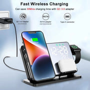 15W Four in One Wireless Charging Clock LED Digital Display Alarm Clock Temperature Display Wireless Charging - Follow yourDream