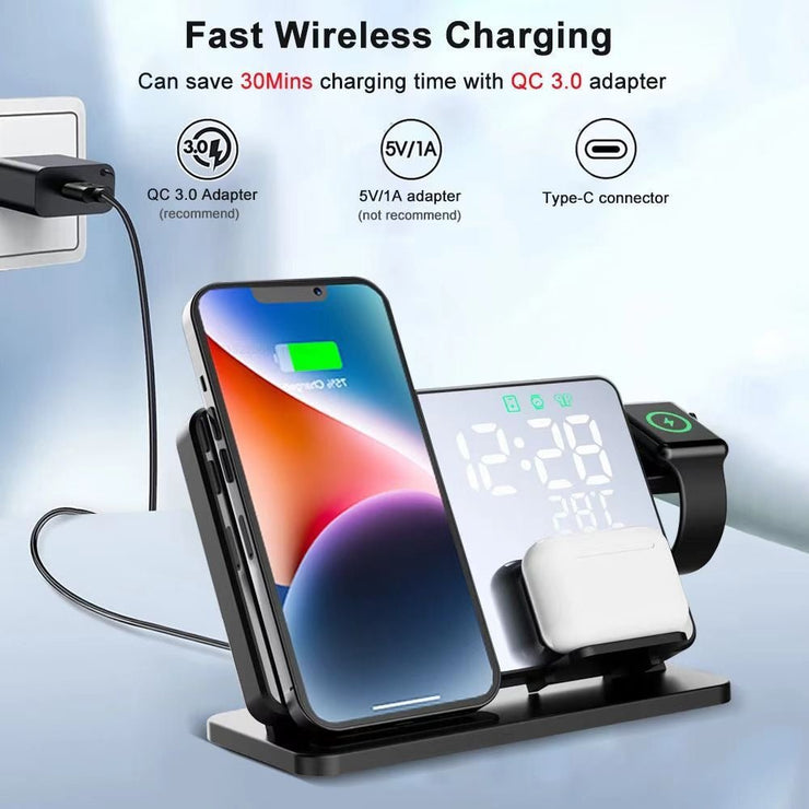 15W Four in One Wireless Charging Clock LED Digital Display Alarm Clock Temperature Display Wireless Charging - Follow yourDream