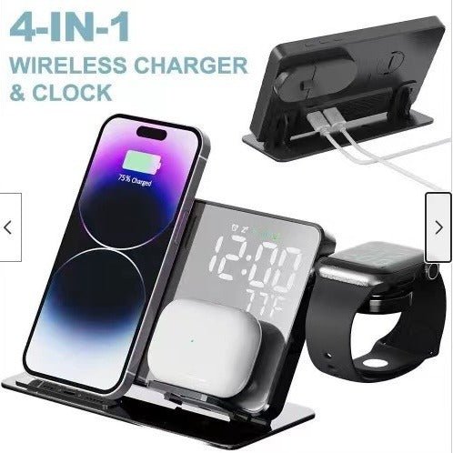 15W Four in One Wireless Charging Clock LED Digital Display Alarm Clock Temperature Display Wireless Charging - Follow yourDream