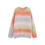 Gradient rainbow sweater women's pullover knit sweater for outerwear