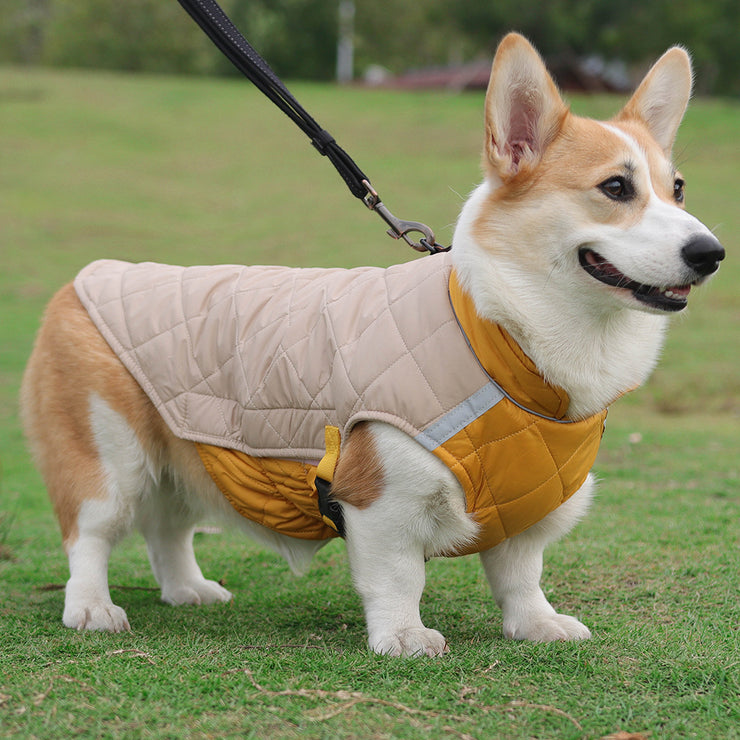 Warm reflective dog clothing, thickened cotton vest, dog cotton coat, pet clothing