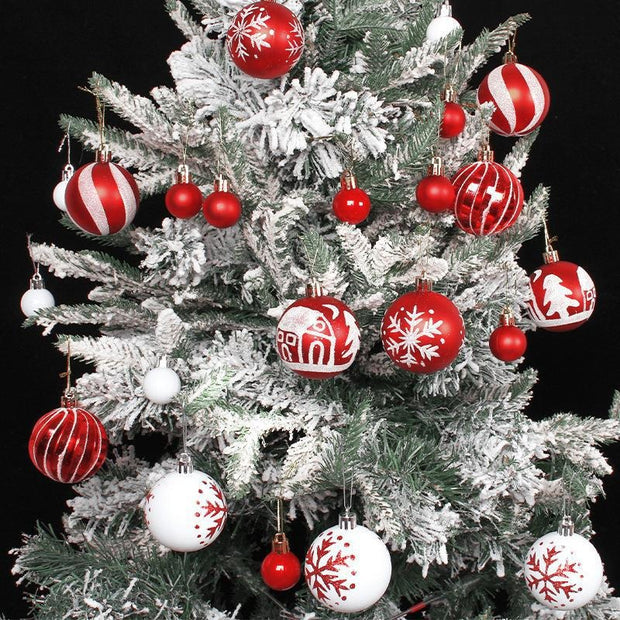 Christmas Ball Gift Set Creative Painted Plastic Ball Party Christmas Tree Red and White Hanging Ball Pendant Decoration