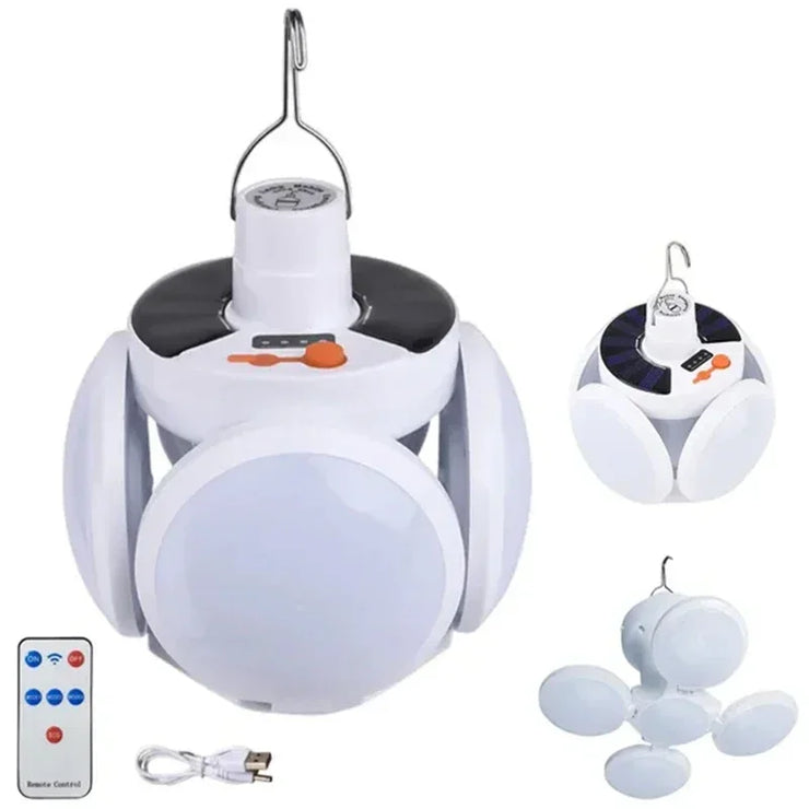 Solar Outdoor Folding Light Portable USB Rechargeable LED Bulb Search Lights Camping Torch Emergency Lamp for Power Outages - Follow yourDream