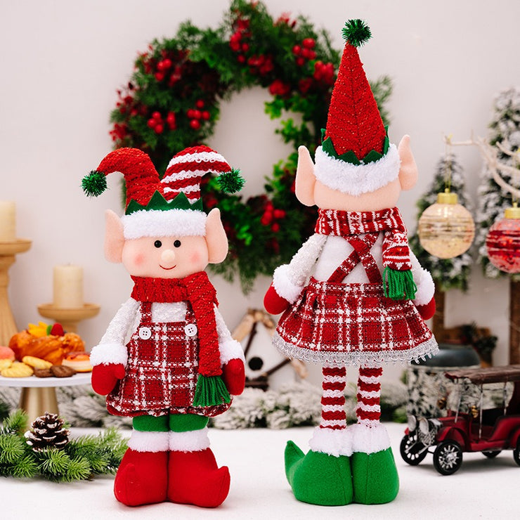 Christmas decorations doll ornaments red and green elf retractable dolls