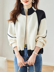 Small woolen coat, casual and versatile, loose and thick baseball jacket, short top