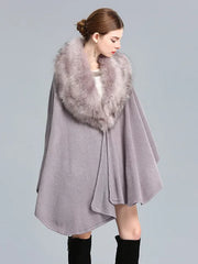 Fashion New Models Women Splicing Plush Cloak Jacket Solid Color Sleeveless Elegant Female Shawl Cloak