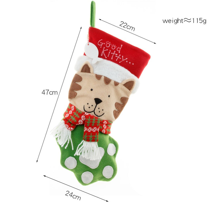 New Christmas Decoration Pendant Cat Claw Pet Candy Bag Gift Bag Cat Dog Christmas Socks Gift Bag