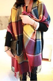 Scarf Winter Women's New Color Grid Imitation Cashmere Scarf Autumn Winter Thick Fashion Warm Versatile Scarf Shawl