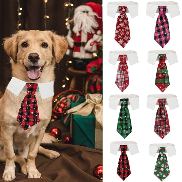 New British style handsome Christmas dog collar Christmas pet tie