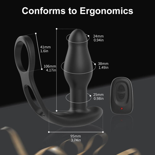 LEVETT Adult Sex Toys Anal Vibrator,Prostate Massager with Remote Control,Double Cock Ring Wearable Anal Plug,Butt Plug Vibrator