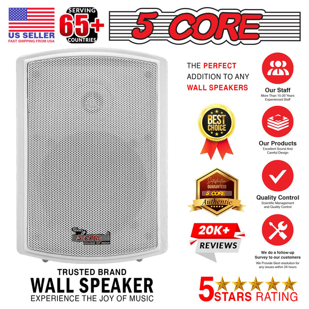 5Core Outdoor Speakers Stereo In Wall 400W Peak Passive Patio Home