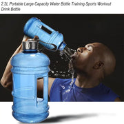 2.2L Portable Size PETG Large Capacity Water Bottle Training Sports Workout Drink Bottle Shaker Bottle with Handle Outdoor Gym