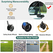 2-in-1 folding dog cart, pet folding cart, four-wheel dog/cat cart, waterproof pad, car seat, sun visor - Follow yourDream
