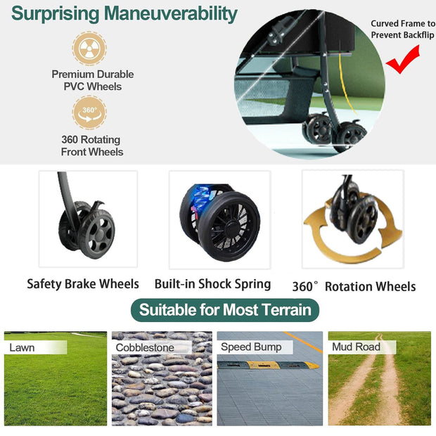 2-in-1 folding dog cart, pet folding cart, four-wheel dog/cat cart, waterproof pad, car seat, sun visor - Follow yourDream