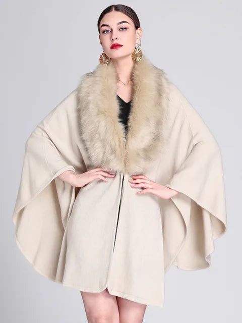 Fashion New Models Women Splicing Plush Cloak Jacket Solid Color Sleeveless Elegant Female Shawl Cloak