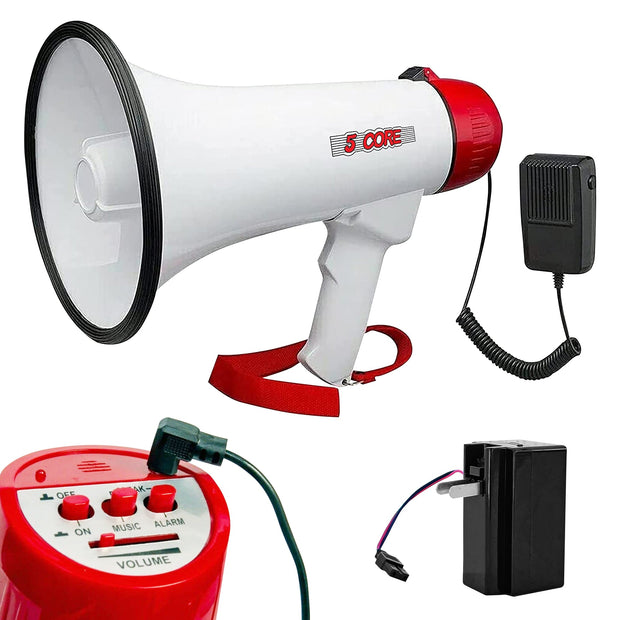 5Core Megaphone Bullhorn Speaker 40W Bull Horn Rechargeable Cheer