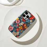 Oil painting flower anti drop phone case Apple 16pro 2-in-1 film case Apple 15pm phone case women's