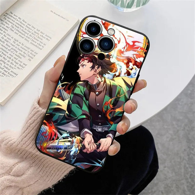 Suitable for Apple 14Promax phone case matte TPU new Ghost Slayer soft shell 13 anime 15pro