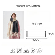 Simple color blocking soft touch plush scarf thickened and lengthened imitation cashmere shawl student windproof scarf for women